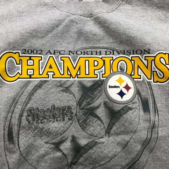 Vintage Pittsburgh Steelers Sweatshirt Mens XL Gray 2002 AFC Champions Crewneck